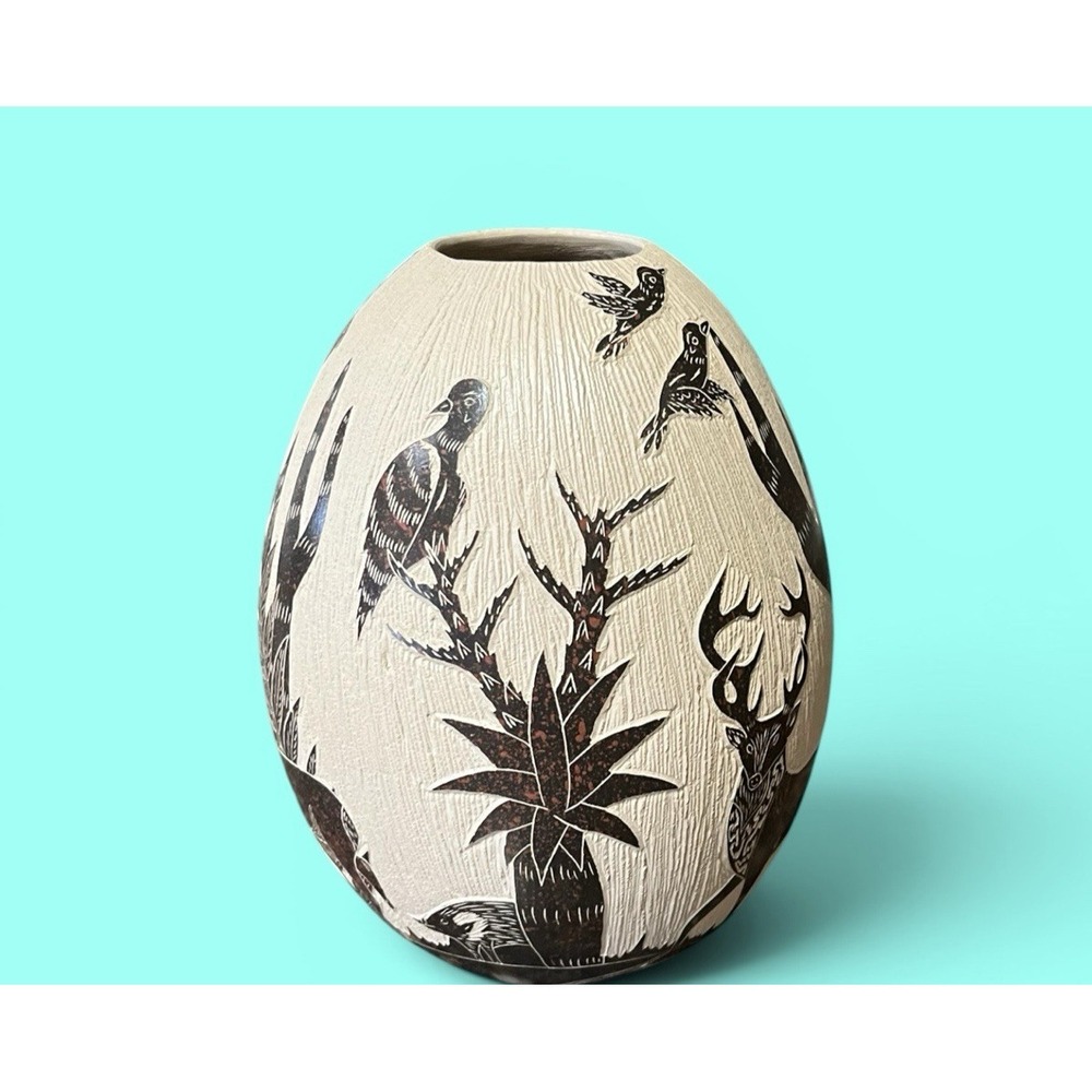 Mata Ortiz Pottery Deer Buck Doe Olla Vase David Bejarano Fine Art Clay Mexican - Picture 5 of 14